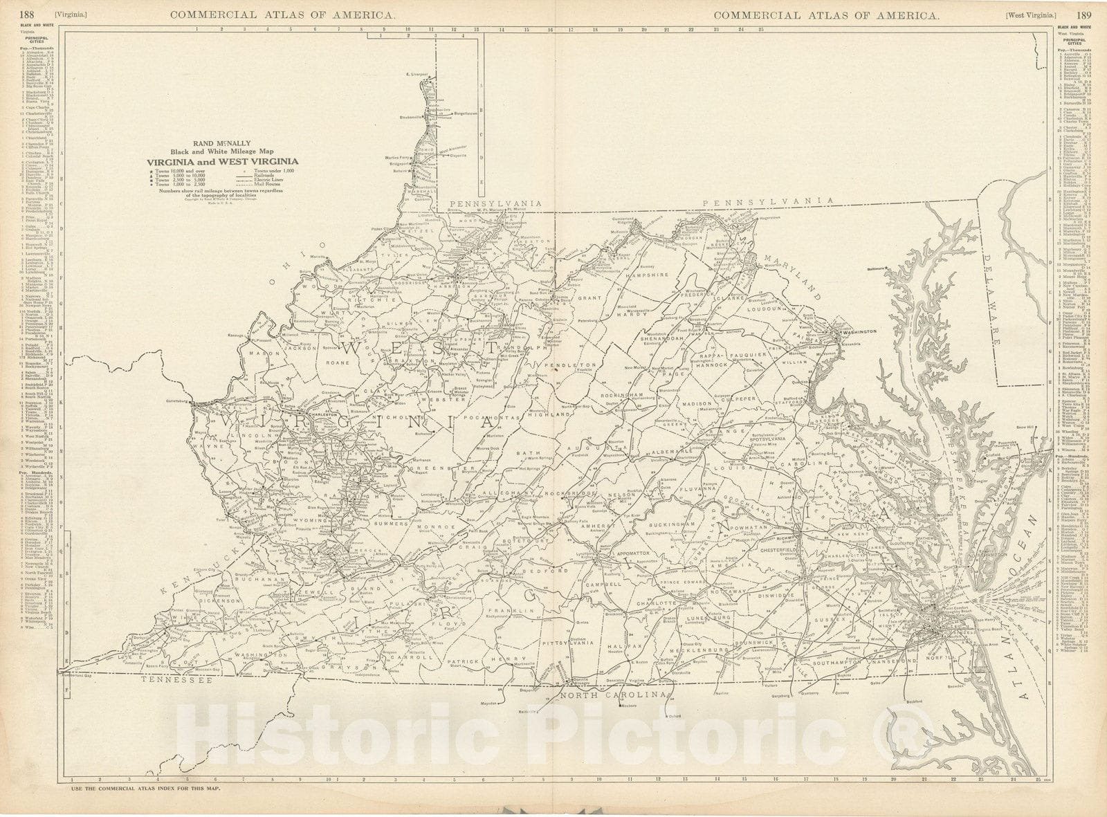 Historic Map : Virginia & West Virginia 1925 , Vintage Wall Art