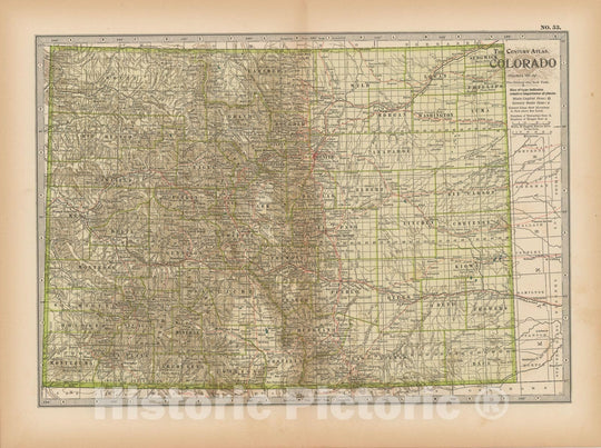 Historic Map : Colorado 1897 , The Century Atlas World , Vintage Wall Art