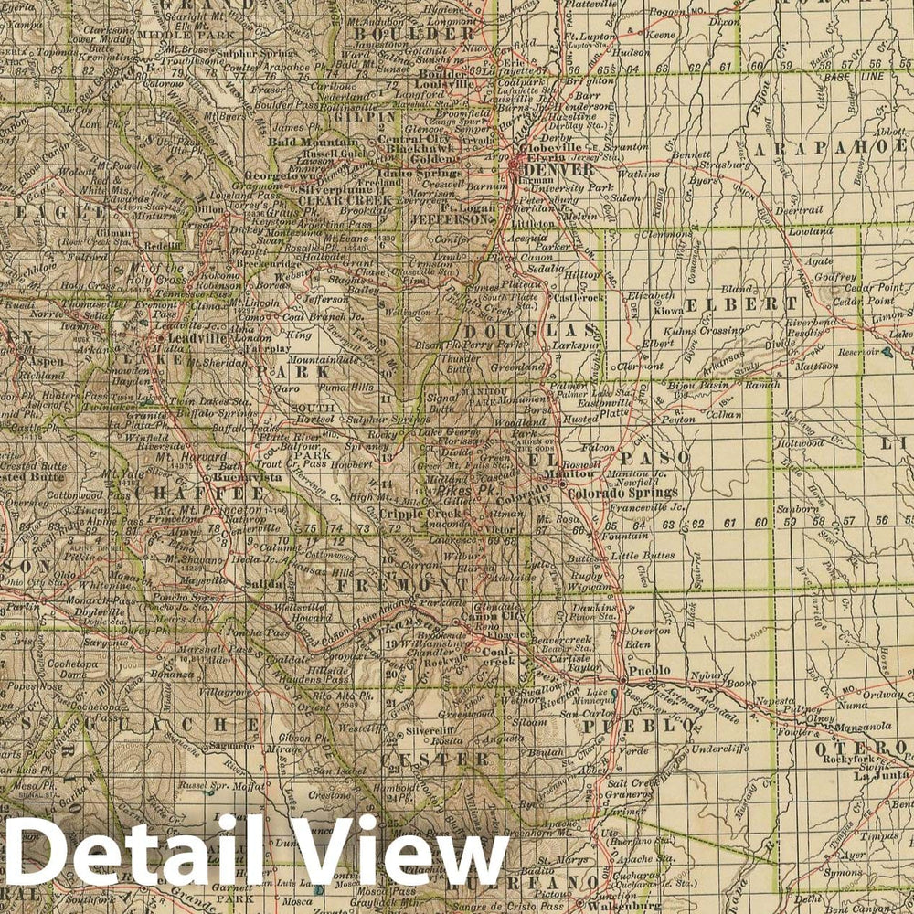 Historic Map : Colorado 1897 , The Century Atlas World , Vintage Wall Art