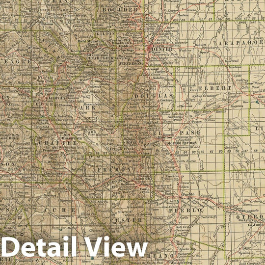 Historic Map : Colorado 1897 , The Century Atlas World , Vintage Wall Art