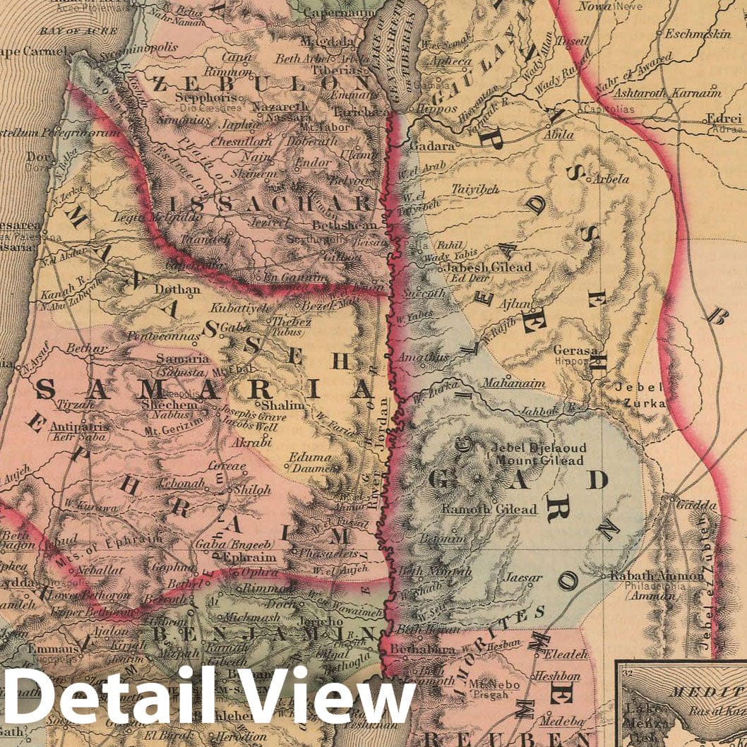 Historic Map : General Atlas (Of The World), Palestine 1857 , Vintage Wall Art