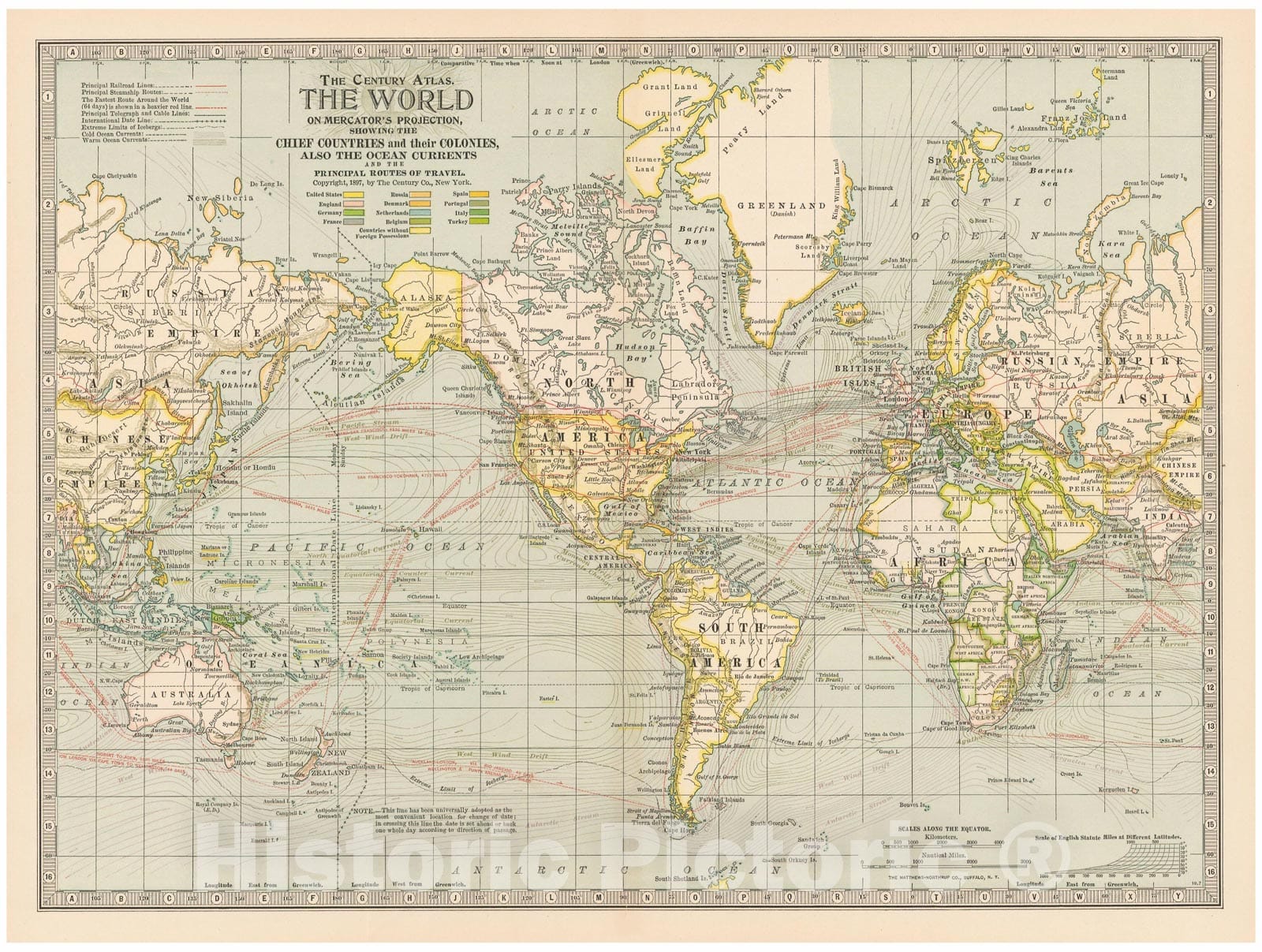 1997 Map Historic Map : World Map 1897 , The Century Atlas World , v3, Vintage ...