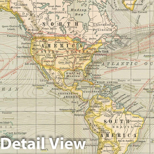 Historic Map : World Map 1897 , The Century Atlas World , v3, Vintage Wall Art