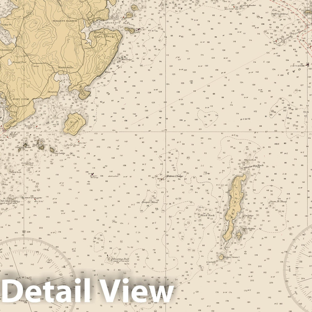 Historic Map : Coastal Charts - Maine: St George R and Muscle Ridge Channel 1941 , Vintage Wall Art