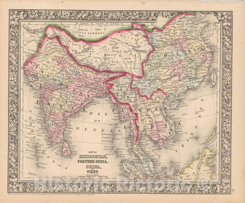 Historic Map : Asia 1864 , New General (World) Atlas , v3, Vintage Wall Art
