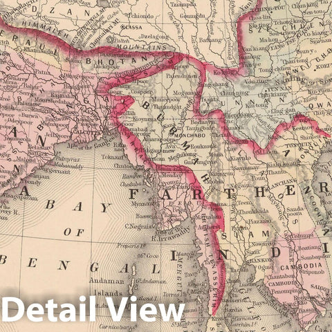 Historic Map : Asia 1864 , New General (World) Atlas , v3, Vintage Wall Art