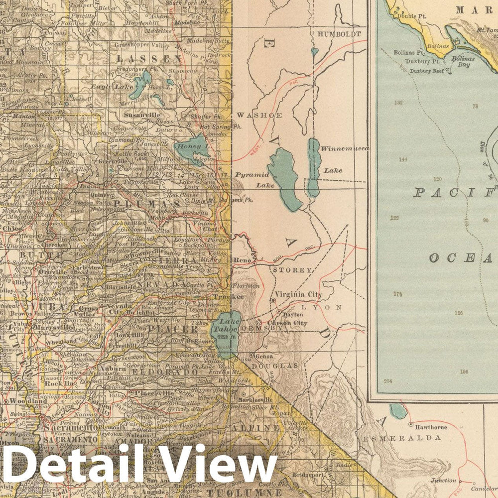 Historic Map : California 1914 , Century Atlas of the World, v2, Vintage Wall Art