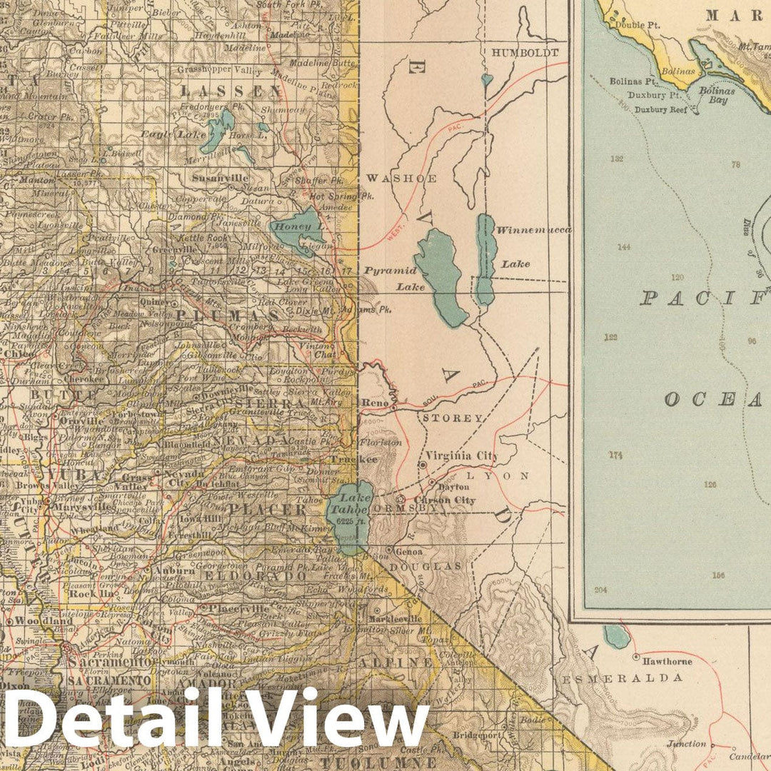 Historic Map : California 1914 , Century Atlas of the World, v2, Vintage Wall Art