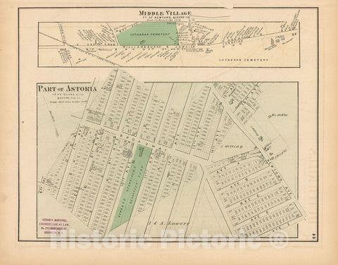 Historic Map : Atlas of Long Island, New York, Astoria & Long Island City & Queens 1873 , Vintage Wall Art