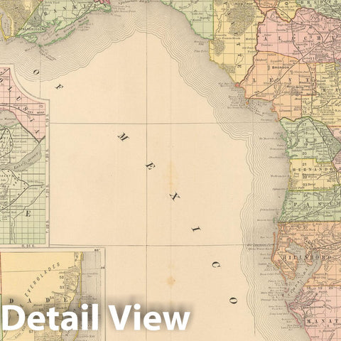 Historic Map : United States Maps, Florida 1894 , Vintage Wall Art