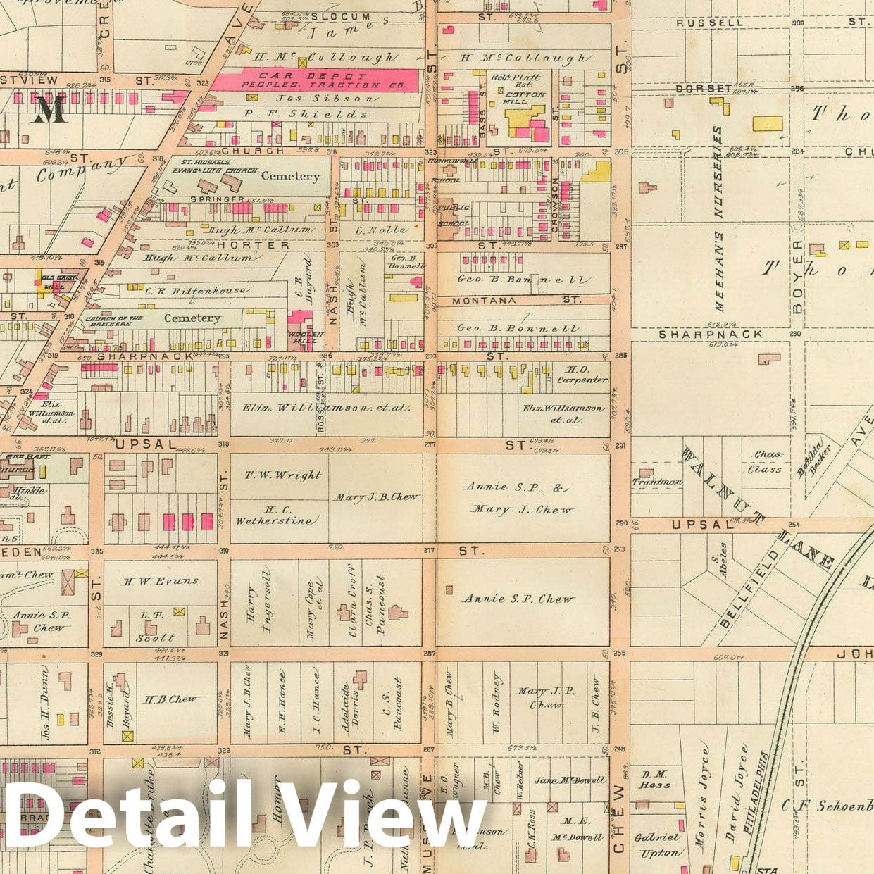 Historic Map : Baist's Property Atlas of Philadelphia, Philadelphia 1895 Plate 038 , Vintage Wall Art