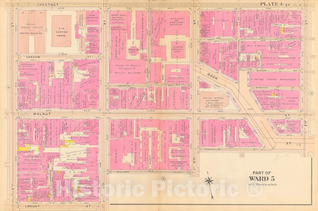 Historic Map : Philadelphia 1908 Plate 004 , Vintage Wall Art