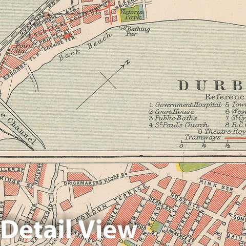 Historic Map : Atlas of South Africa, Durban & Port Elizabeth 1911 , Vintage Wall Art