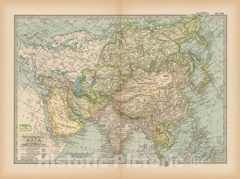 Historic Map : Asia 1897 , The Century Atlas World , Vintage Wall Art