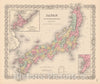 Historic Map : Japan 1856 , Colton's Atlas World , Vintage Wall Art