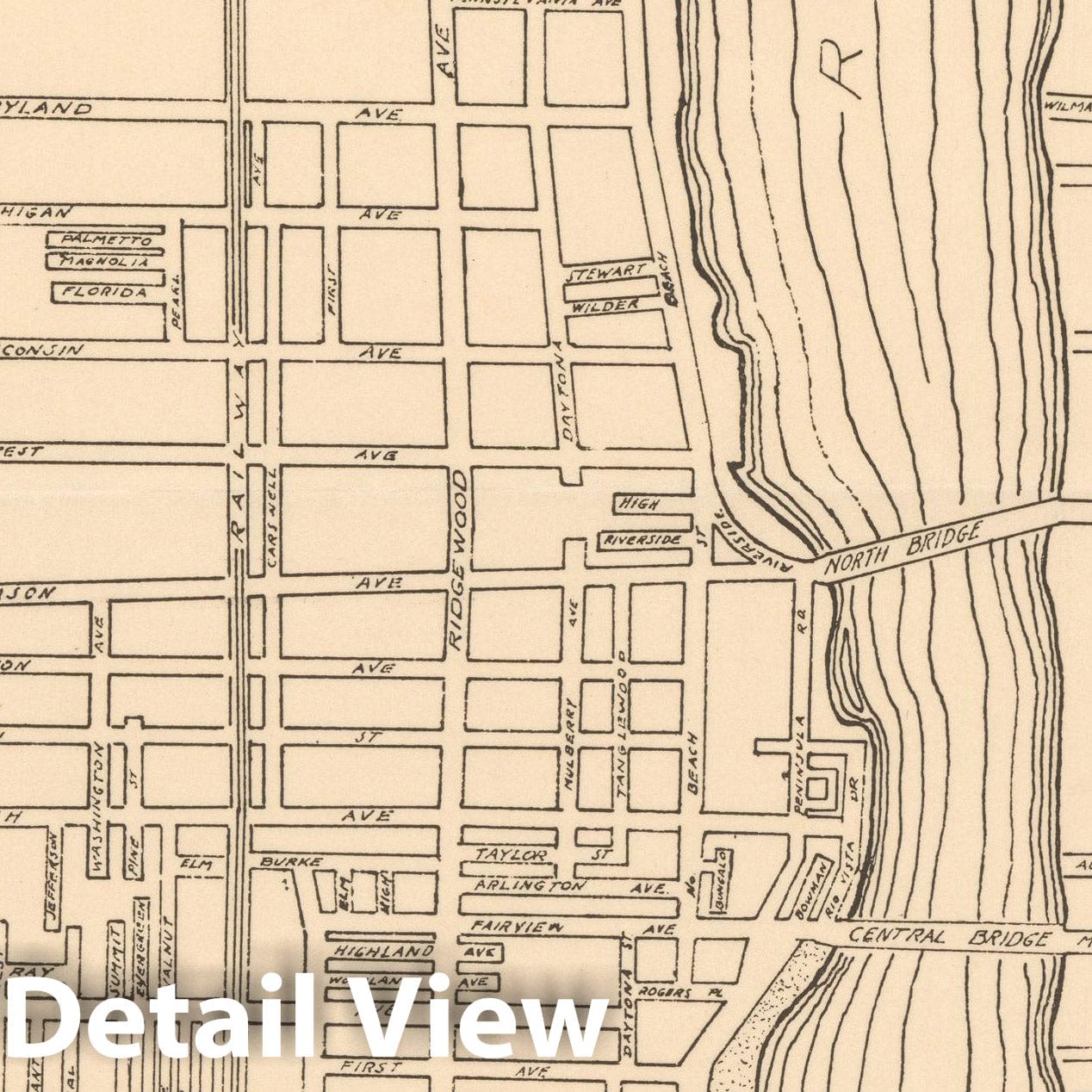 Historic Map : Daytona Beach 1925 , Vintage Wall Art