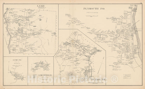 Historic Map : Lyme & Plymouth 1892 , Town and City Atlas State of New Hampshire , Vintage Wall Art