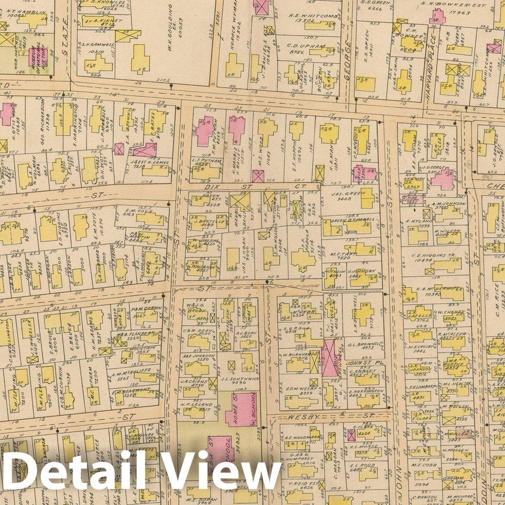 Historic Map : Atlas City of Worcester, Worcester 1911 Plate 007 , Vintage Wall Art