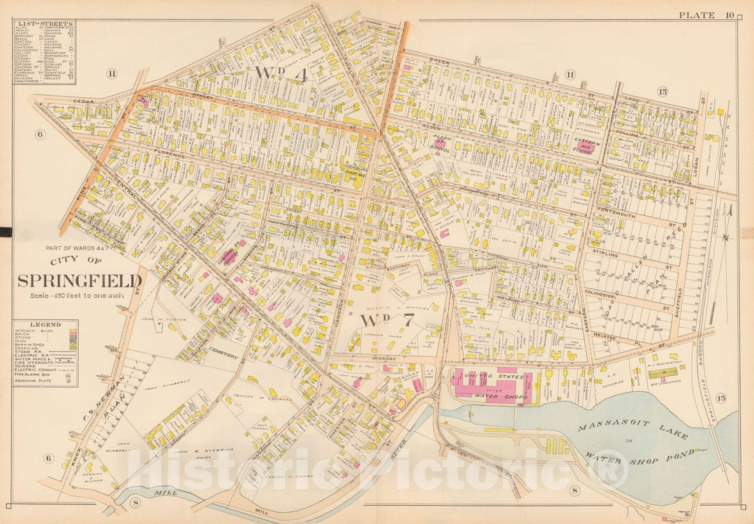 Historic Map : Atlas City of Springfield, Springfield 1899 Plate 010 , Vintage Wall Art