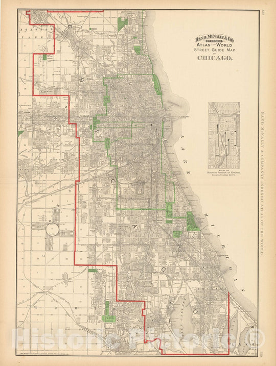 Historic Map : Chicago Street Guide 1894 , Vintage Wall Art