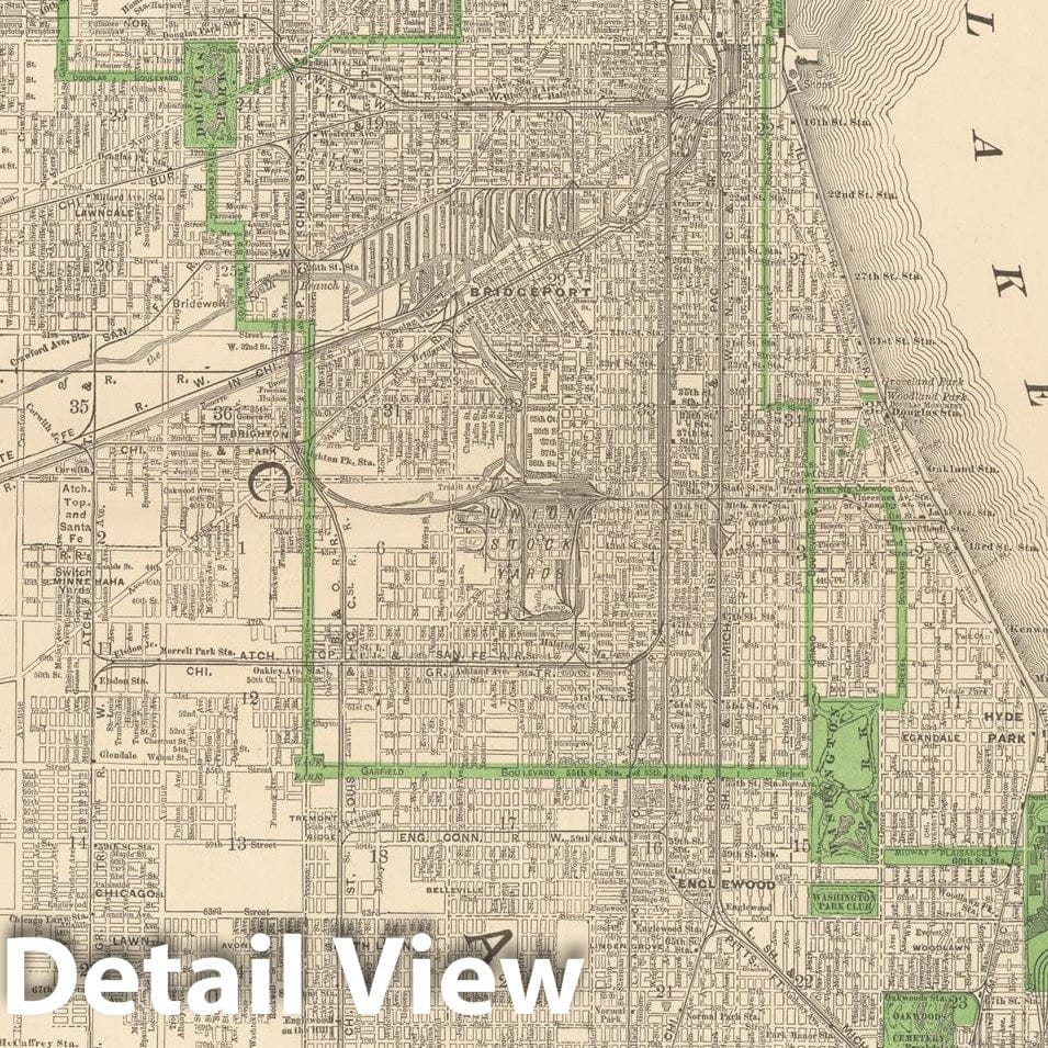 Historic Map : Chicago Street Guide 1894 , Vintage Wall Art