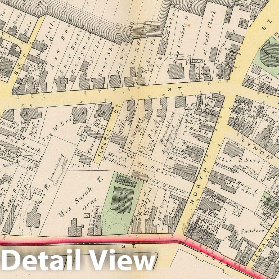 Historic Map : Atlas City of Salem, Massachusetts, Salem 1874 Plate H , Vintage Wall Art