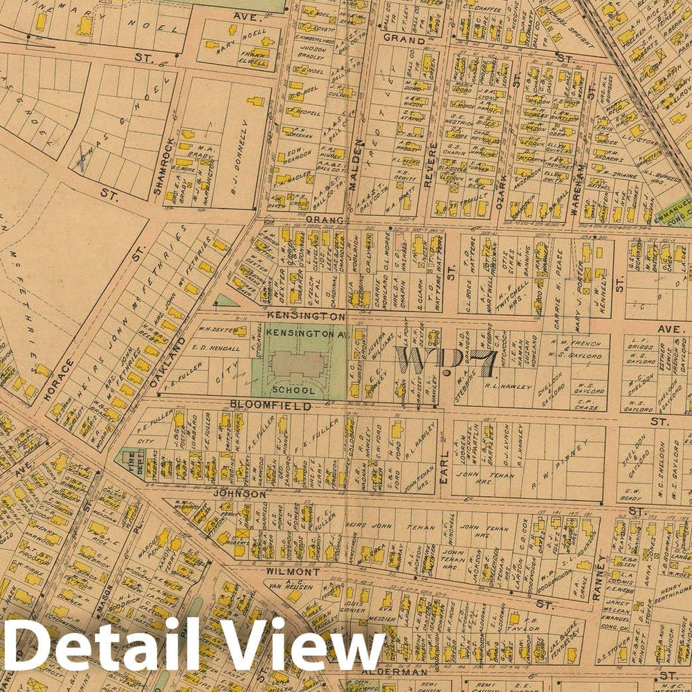 Historic Map : Atlas City of Springfield and The Town of Longmeadow 1910 Plate 008 , Vintage Wall Art