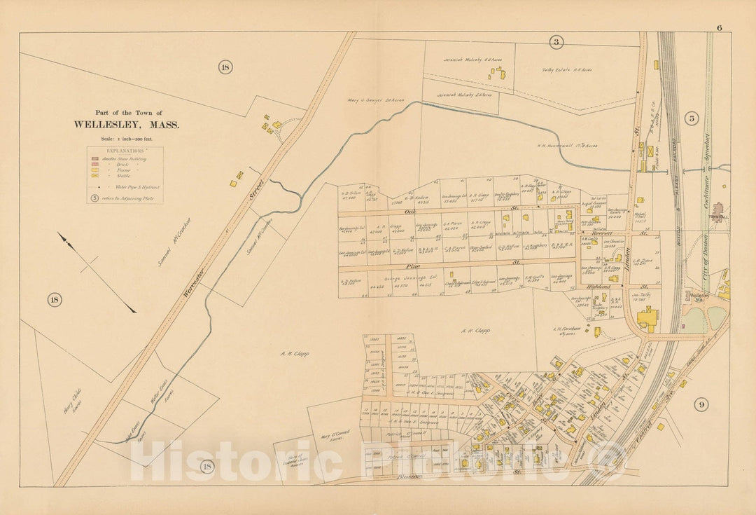 Historic Map : Atlas of Wellesley, Wellesley 1897 Plate 006 , Vintage Wall Art
