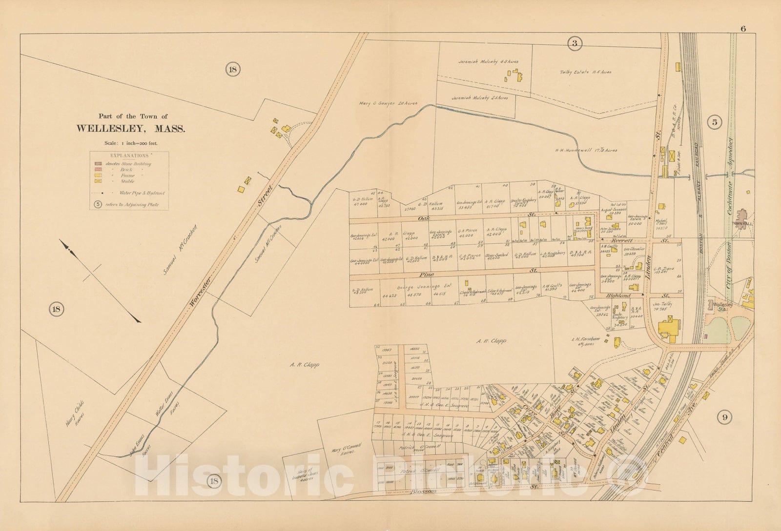 Historic Map : Atlas of Wellesley, Wellesley 1897 Plate 006 , Vintage Wall Art