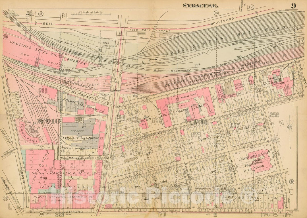 Historic Map : Atlas City of Syracuse, NY and Suburbs, Syracuse 1924 Plate 009 , Vintage Wall Art