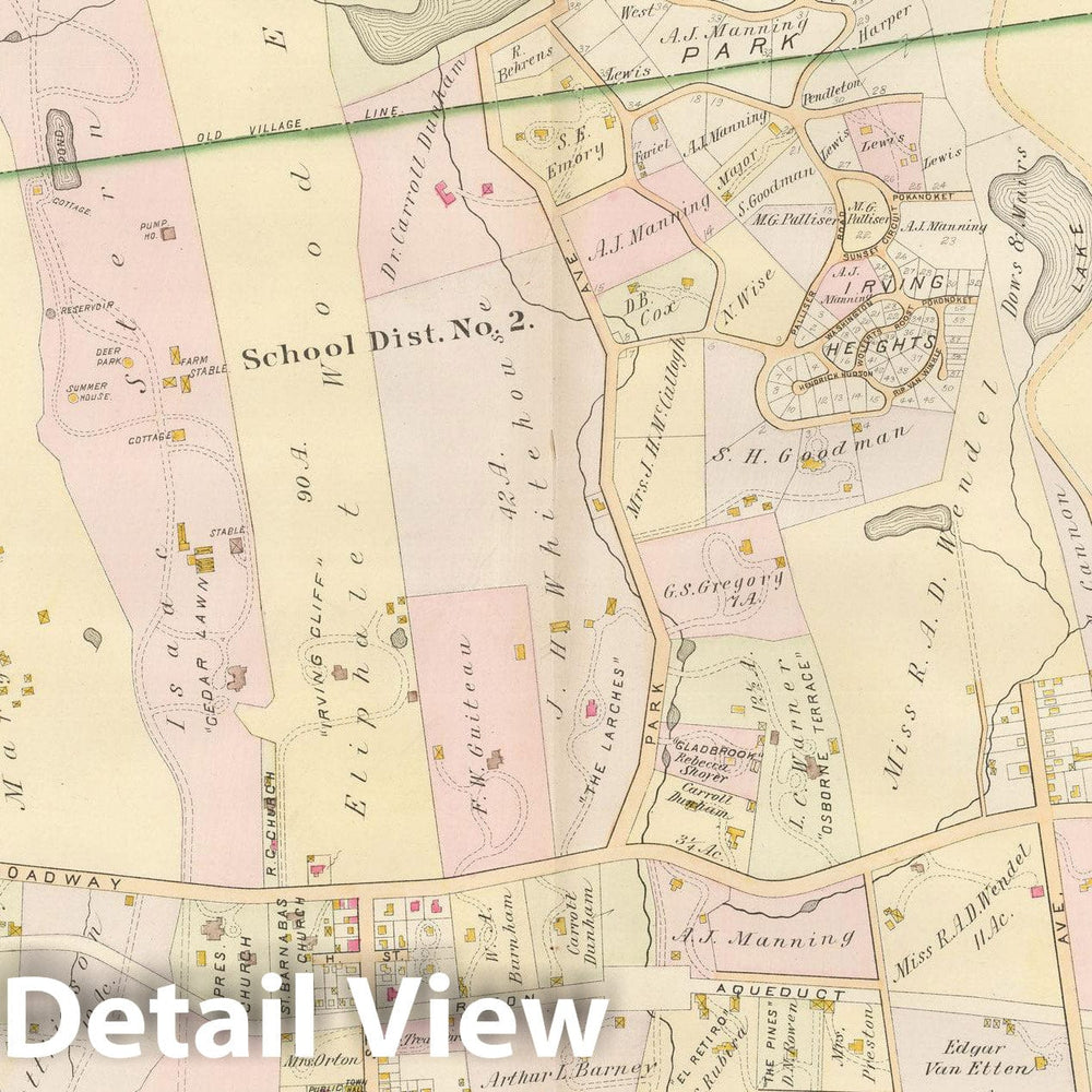 Historic Map : Atlas of Westchester County, Village of Irvington 1901 , Vintage Wall Art