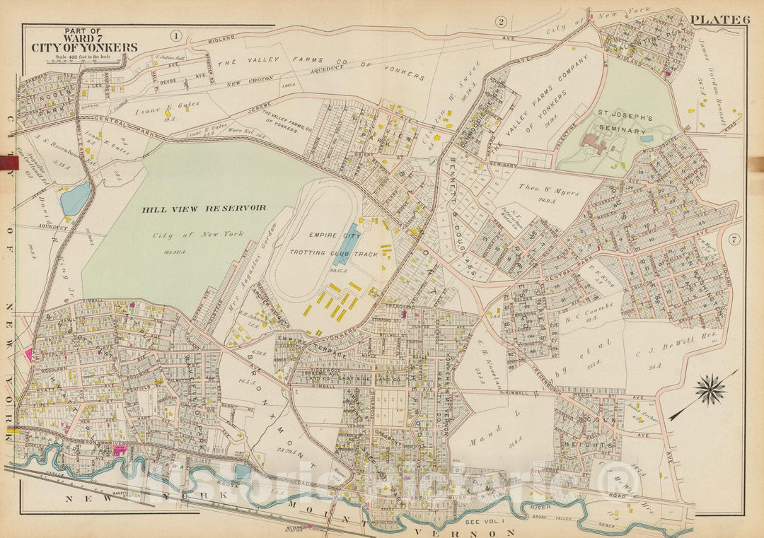 Historic Map : Atlas of Westchester County, Yonkers 1911 Plate 006 , Vintage Wall Art