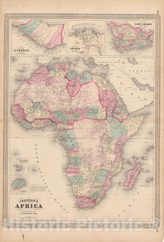 Historic Map : Family Atlas World, Africa 1873 , Vintage Wall Art