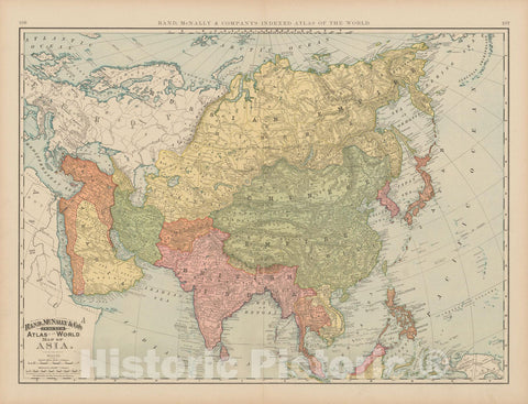 Historic Map : Asia 1892 , Rand McNally's Atlas World , Vintage Wall Art