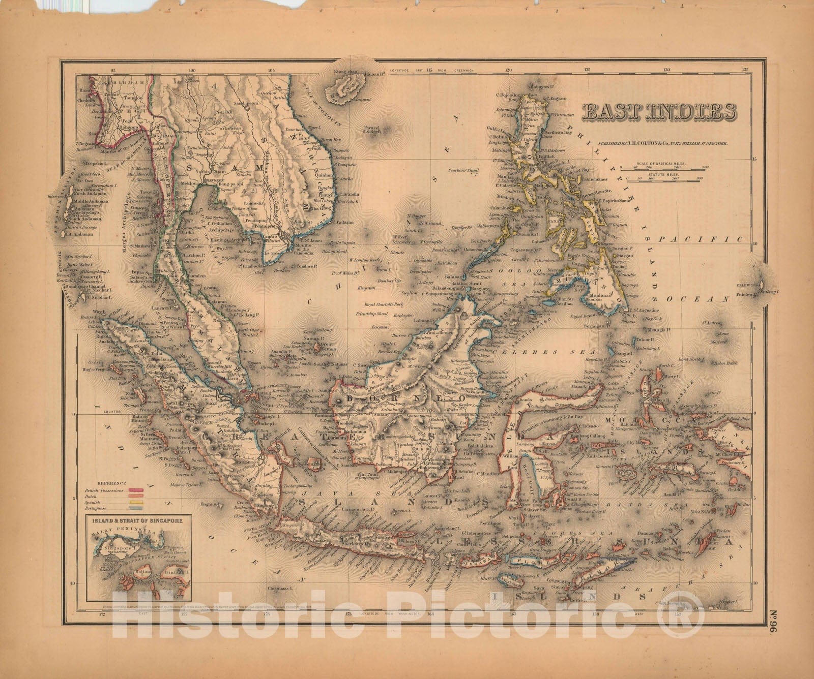 Historic Map : General Atlas (Of The World), East Indies & Cambodia & Thailand & Malaysia & Philippines & Vietnam 1857 , Vintage Wall Art