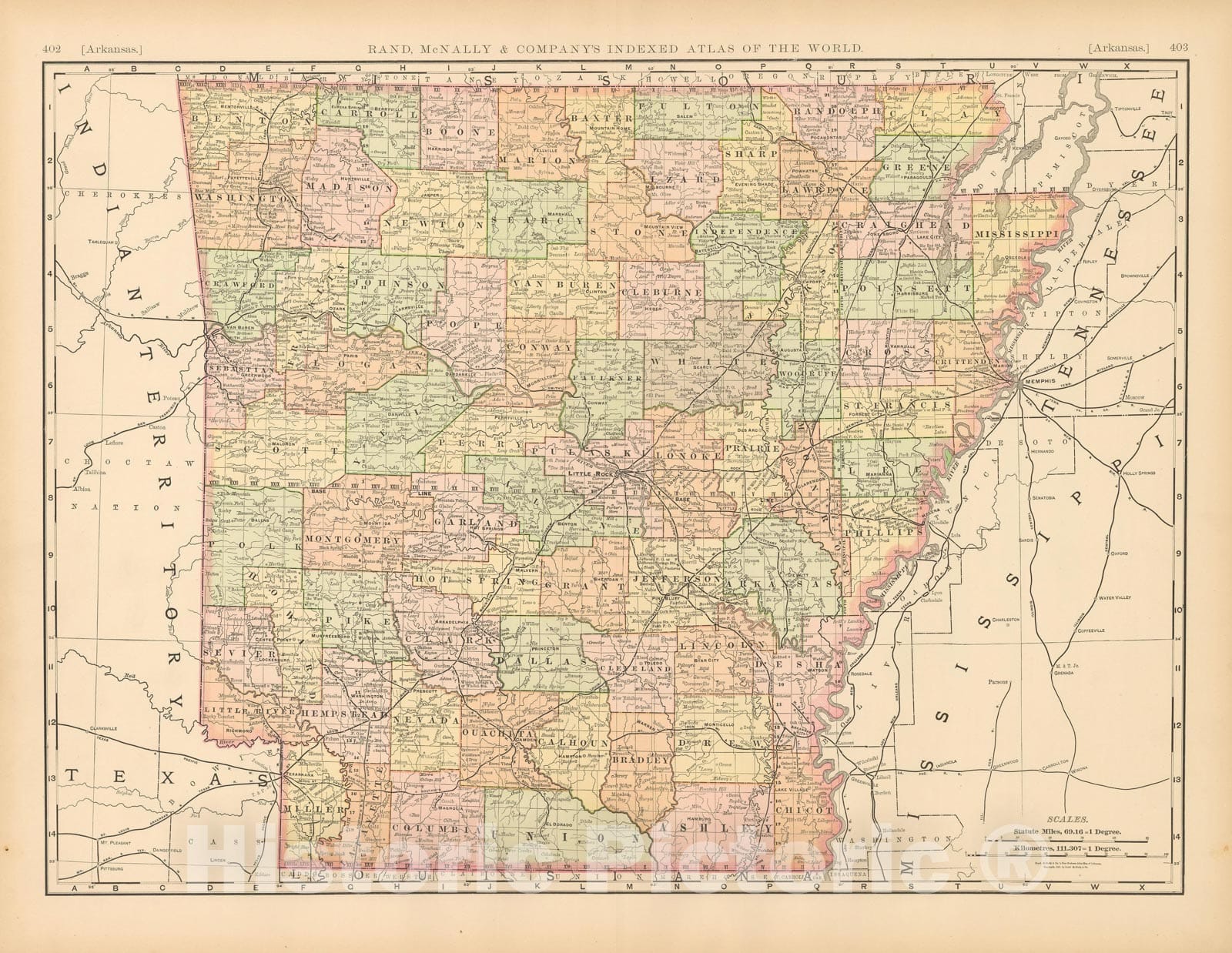 Arkansas, Louisiana and Mississippi 1883 Map 16x24 Inch / Fine Art Paper /  No Frame
