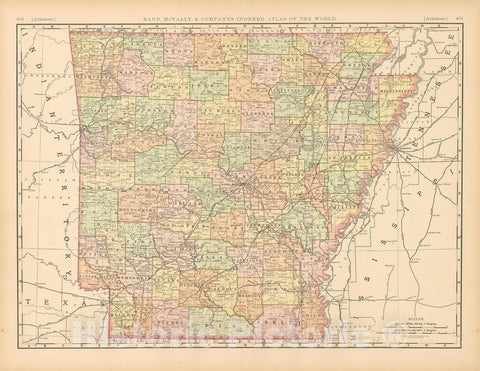 Historic Map : United States Maps, Arkansas 1894 , Vintage Wall Art