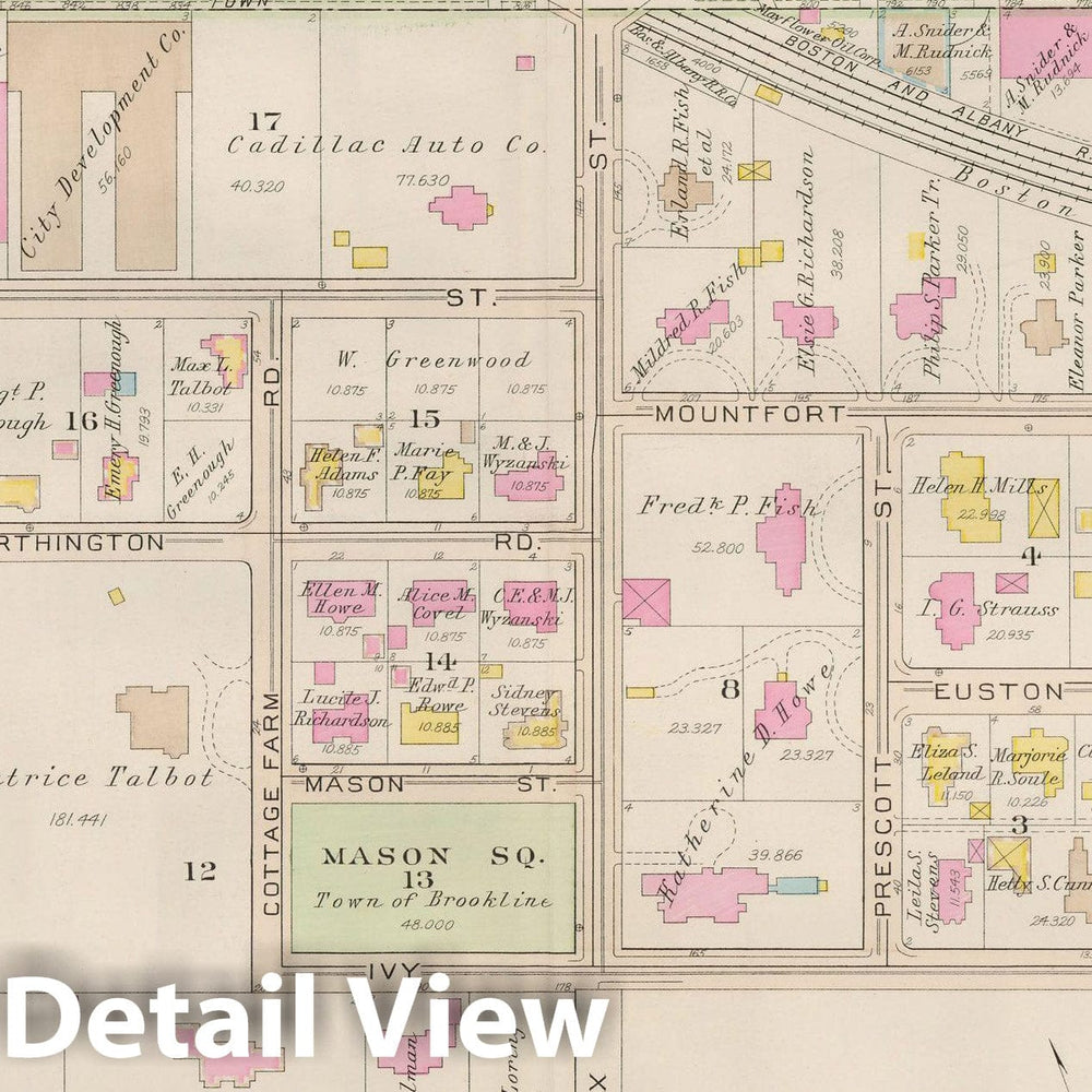Historic Map : Atlas Town of Brookline, Brookline 1927 Plate 005 , Vintage Wall Art