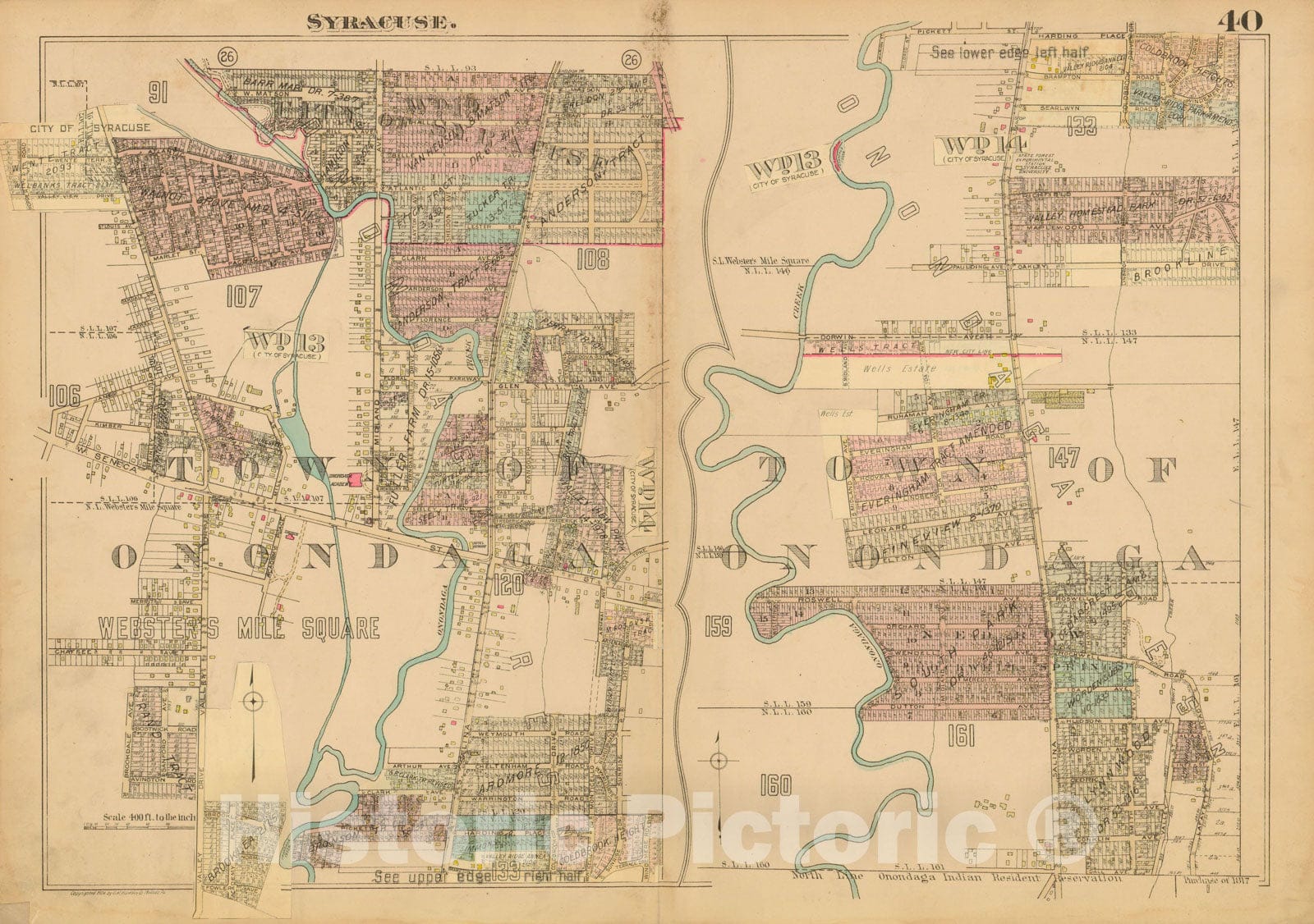 Historic Map : Atlas City of Syracuse, NY and Suburbs, Syracuse 1924 Plate 040 , Vintage Wall Art