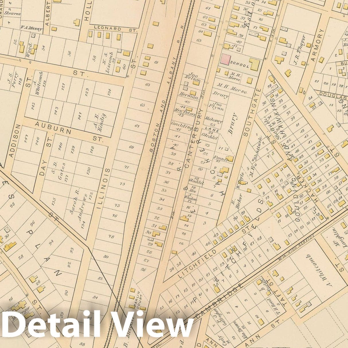Historic Map : Atlas City of Worcester, MA, Worcester 1886 Plate 011 , Vintage Wall Art