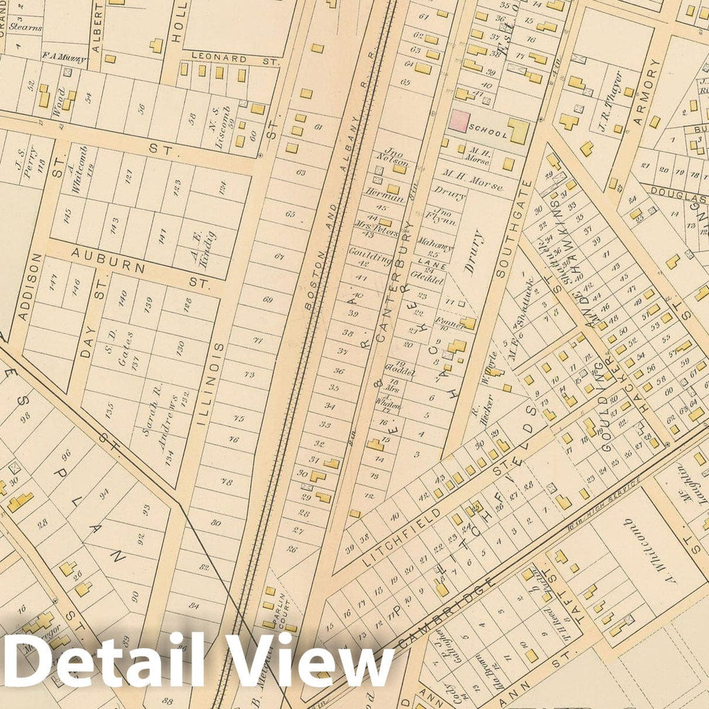 Historic Map : Atlas City of Worcester, MA, Worcester 1886 Plate 011 , Vintage Wall Art