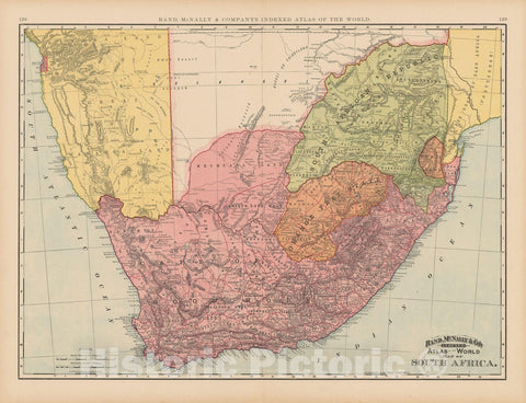 Historic Map : South Africa 1892 , Rand McNally's Atlas World , Vintage Wall Art