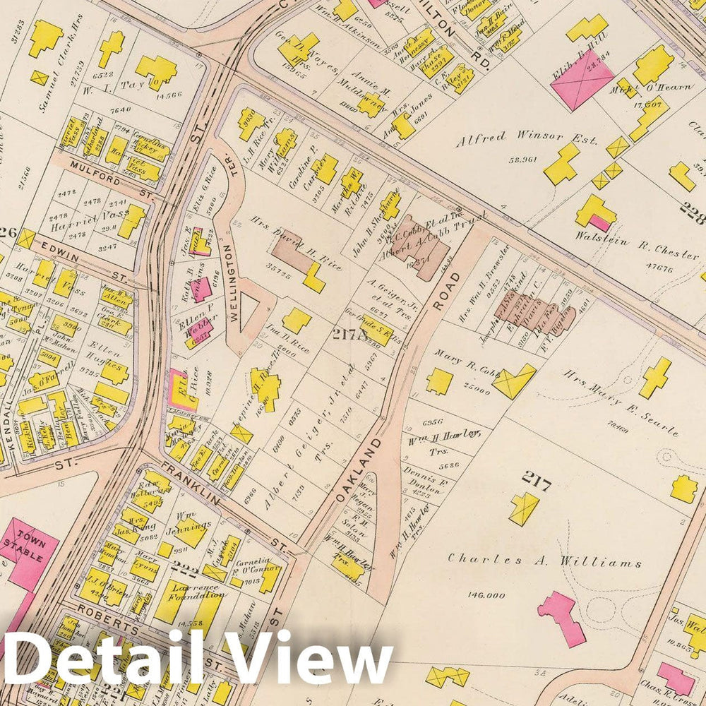 Historic Map : Atlas Town of Brookline, Brookline 1907 Plate 016 , Vintage Wall Art