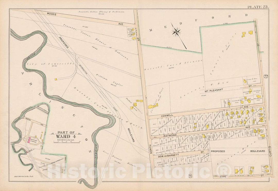 Historic Map : Atlas City of Somerville, Somerville 1895 Plate 023 , Vintage Wall Art