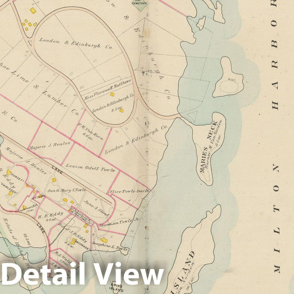 Historic Map : Atlas of Westchester County, NY, Vol. 1, Rye 1910 Plate 033 , Vintage Wall Art