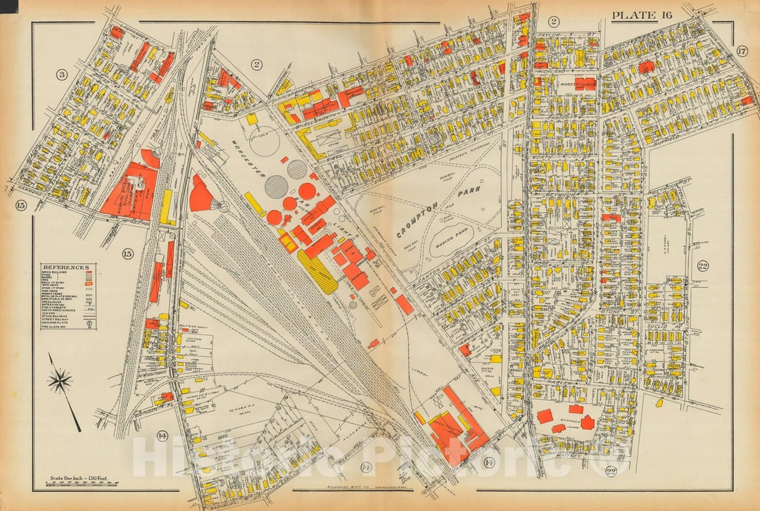 Historic Map : Atlas City of Worcester MA 1922 Plate 016 , Vintage Wall Art