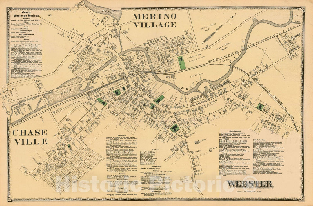 Historic Map : Atlas of Worcester County, Massachsuetts, Webster 1870 , v2, Vintage Wall Art