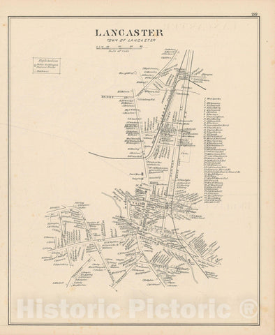 Historic Map : Lancaster 1892 , Town and City Atlas State of New Hampshire , Vintage Wall Art
