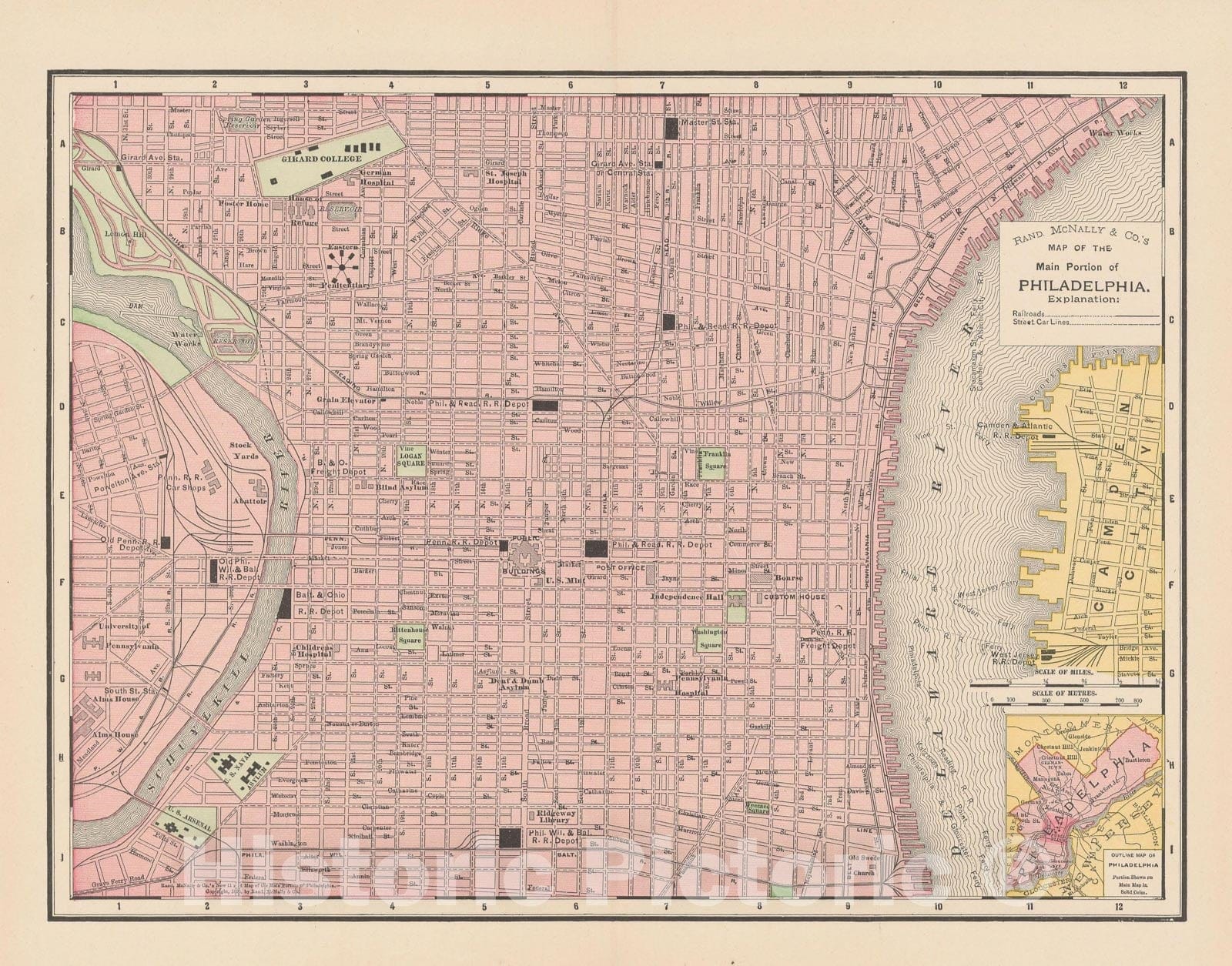 Historic Map : Atlas World, Philadelphia 1895 , Vintage Wall Art