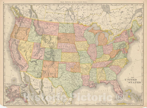 Historic Map : United States 1903 , Rand McNally Business Atlas , v5, Vintage Wall Art